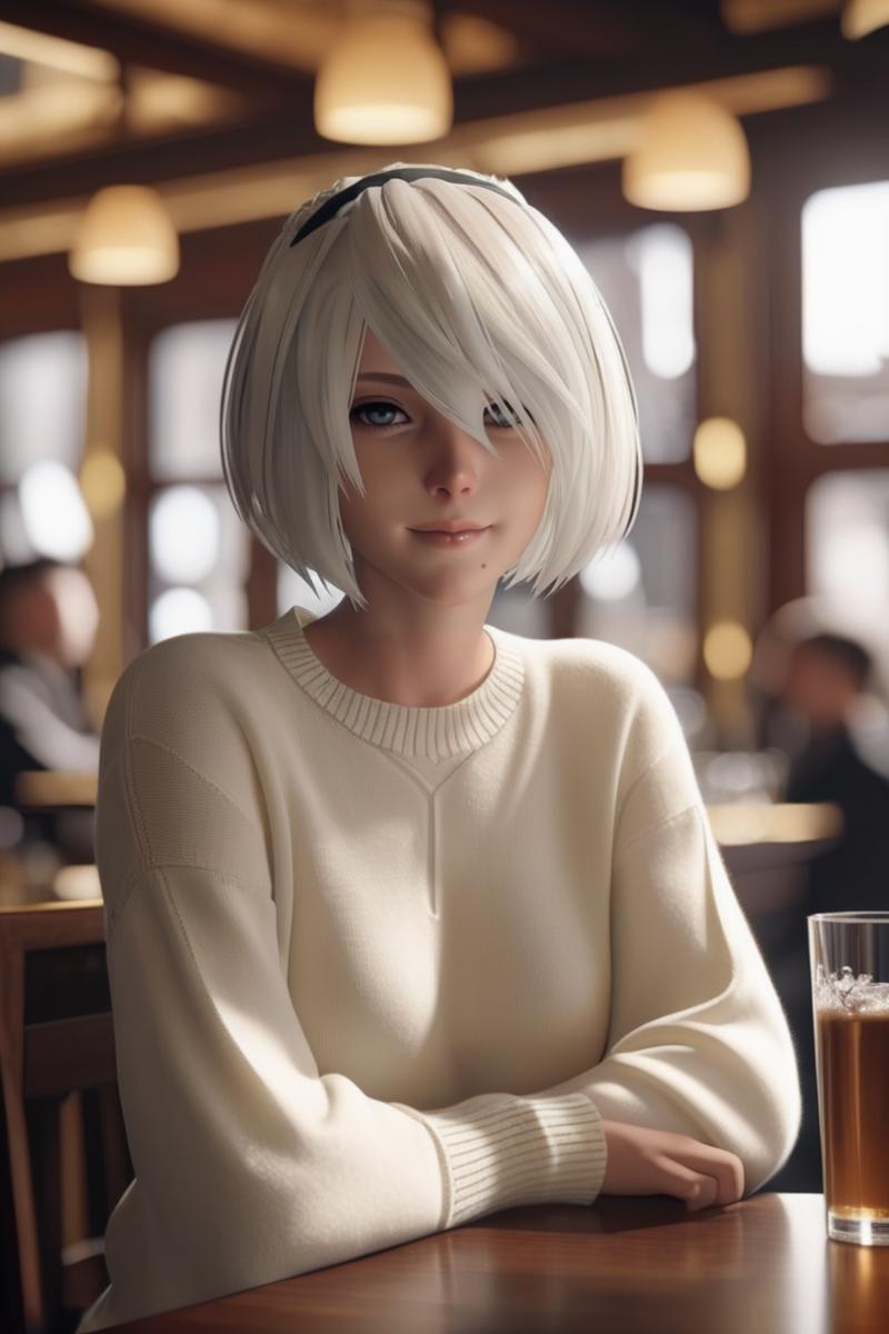 4234732604-2334196030-cinematic photo yorha2b,_lora_yorha2b_sdxl_V10-000008_0.65_,looking at viewer,smirking,full body,beige_sweater,restaurant,drinki.png